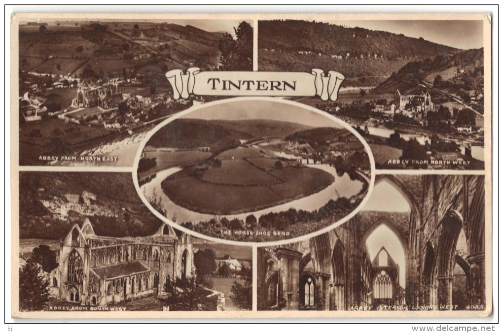 Tintern (Abbey & Horseshoe Bend) Multi-view Real Photo Postcard - Unused - Monmouthshire