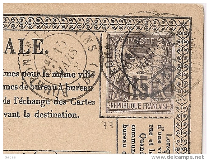 Type 17 BOURBONNE LES BAINS Haute Marne Sur Carte Précurseur Au Type SAGE. - 1877-1920: Période Semi Moderne