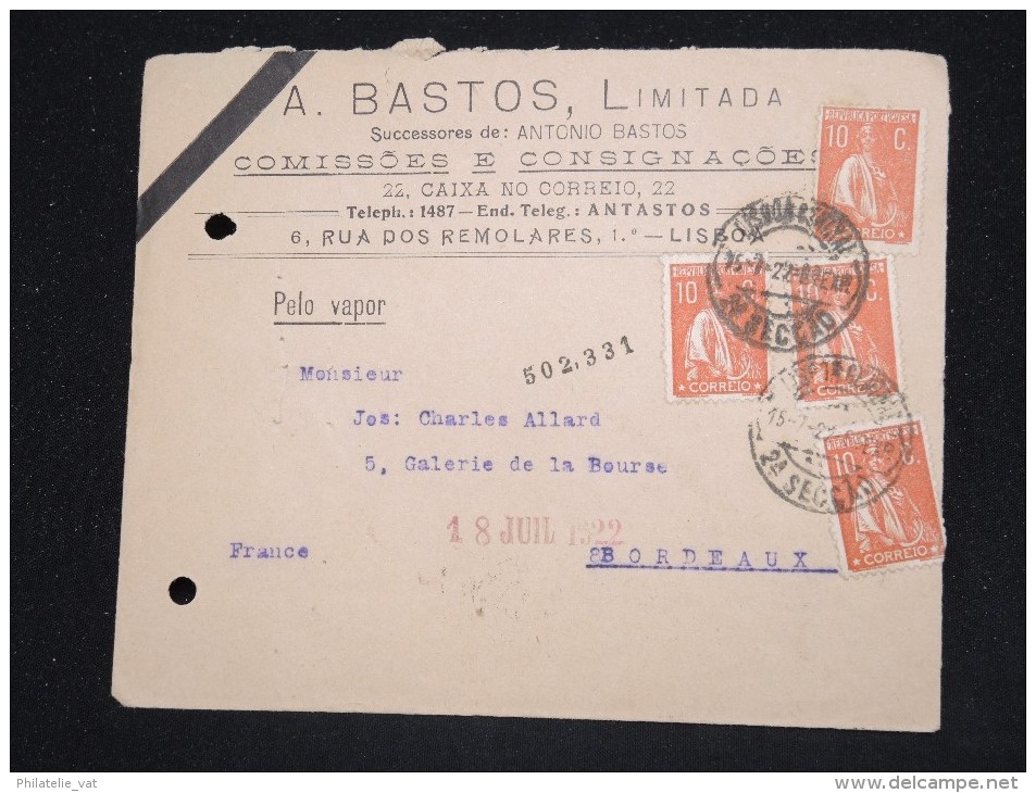 PORTUGAL - Enveloppe Pour La France En 1922 - A Voir - Lot P12586 - Lettres & Documents