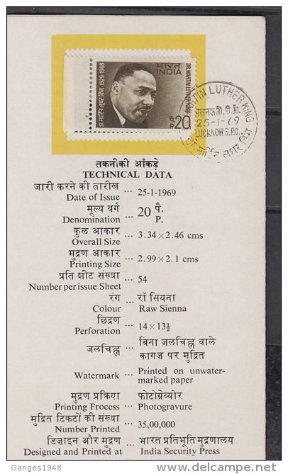 India  1969  Martin Luther King  First Day  Brochure / Folder # 87697  Inde Indien - Martin Luther King