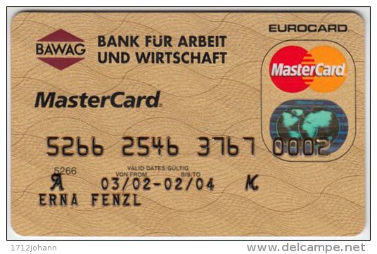 Credit Card A-412 Austria - BAWAG - Used - Carte Di Credito (scadenza Min. 10 Anni)