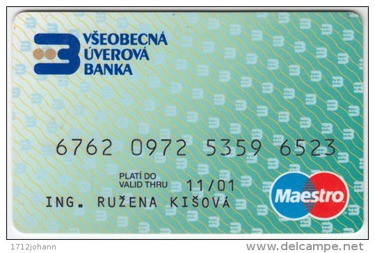 Credit Card A-421 Slovakia - Vseobecna Uverova Banka - Used - Carte Di Credito (scadenza Min. 10 Anni)