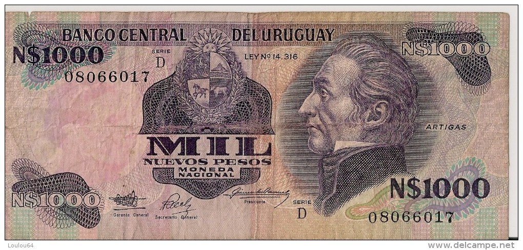 Billets - Uruguay - 1000 Pesos - - Uruguay