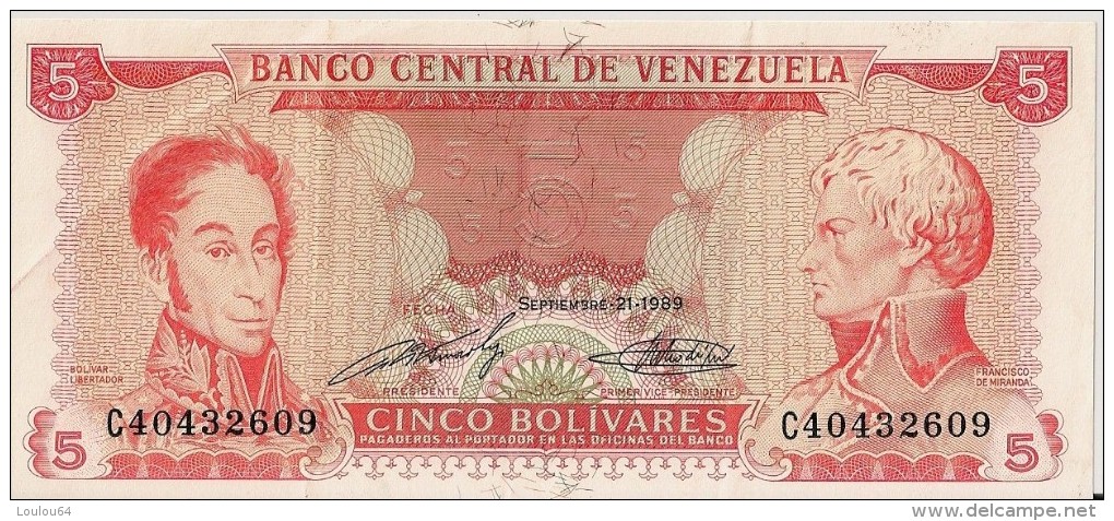 Billets - Venezuela  - 5 Bolivares - - Venezuela