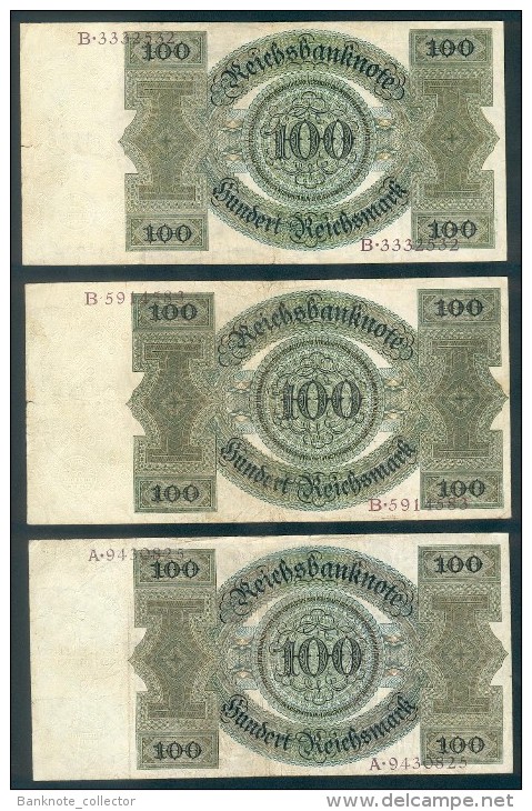 Deutschland, Germany - 3 X 100 Mark, Reichsbanknote, Ro. 171 A , 1924 ! - 100 Reichsmark