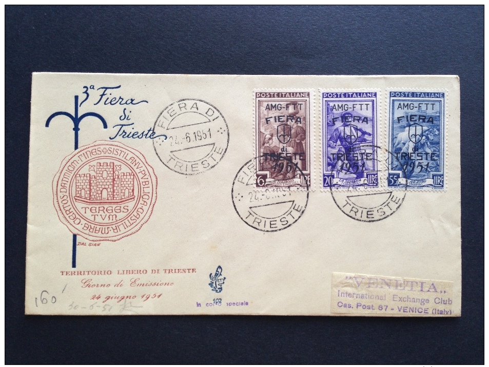 FDC VENETIA TRIESTE - Fiera Di Trieste 24/06/1951 SIGLATA - Usati