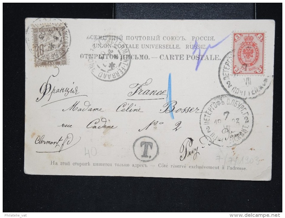 RUSSIE - Cp Pour La France En 1903 Et Taxée - A Voir - Lot P12630 - Briefe U. Dokumente