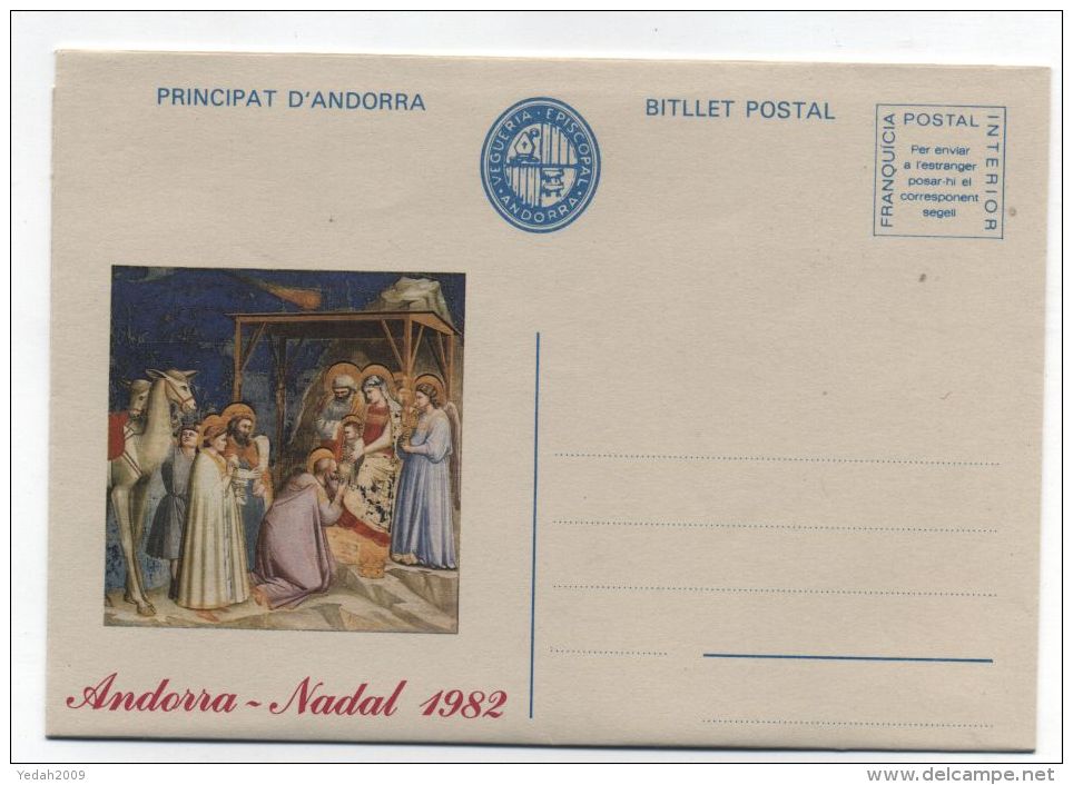 Andorra CHRISTMAS NATIVITY AEROGRAMME 1982 - Other & Unclassified