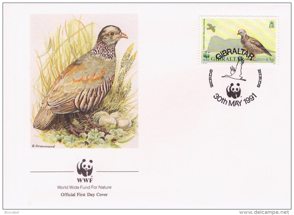 WWF Gibraltar 4 FDC Oiseaux - FDC