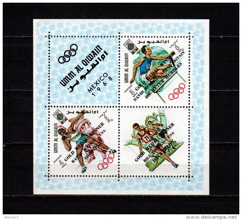 Umm Al Qiwain 1968 Olympic Games Mexico  Athletics S/s With Winners Overprint MNH - Ete 1968: Mexico