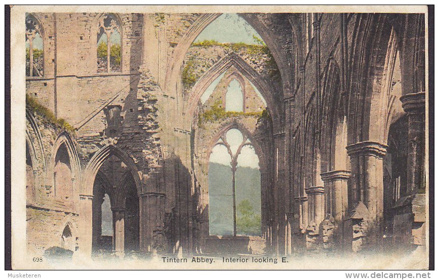 United Kingdom PPC Wales Tintern Abbey Interior Looking East 1903 Edward VII. Stamp Pen Cancel !! (2 Scans) - Monmouthshire