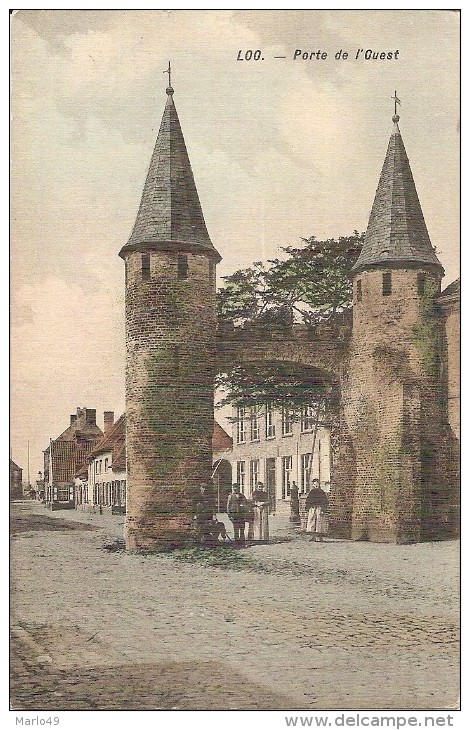 PK. LOO - PORTE D'OUEST - GEKLEURDE KAART GESCHREVEN 8/11/1914 - Lo-Reninge