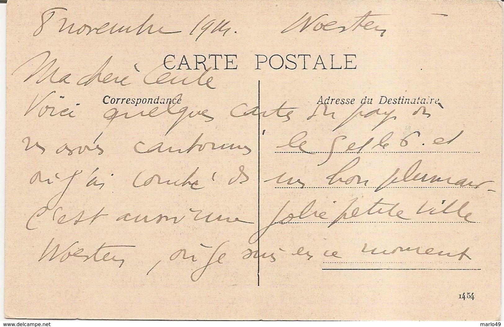 PK. LOO - PORTE D'OUEST - GEKLEURDE KAART GESCHREVEN 8/11/1914 - Lo-Reninge