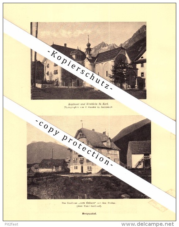 Photographien / Ansichten , 1910 , Hospental , Prospekt , Architektur , Fotos !!! - Hospental