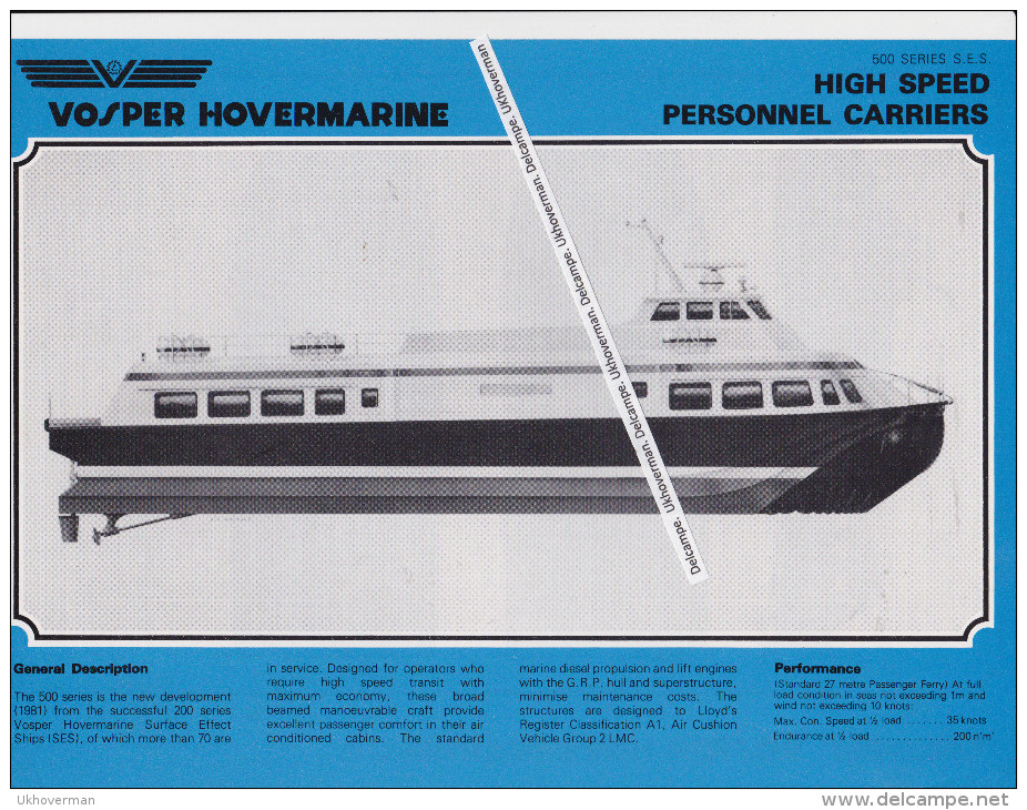 HOVERCRAFT>VOSPER HOVERMARINE>HM525 - Advertising