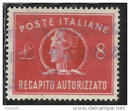 ITALIA REPUBBLICA ITALY REPUBLIC 1947 RECAPITO AUTORIZZATO TURRITA LIRE 8 USATO USED OBLITERE´ - Steuermarken