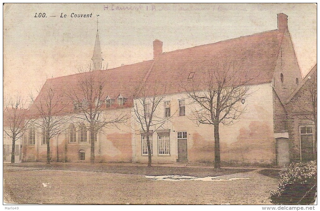 PK. LOO - LE COUVENT - GEKLEURDE KAART GESCHREVEN  1914 - Lo-Reninge