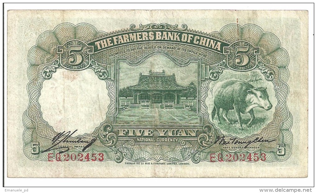 China Farmers Bank 5 Yuan 1935 .JL. - Cina