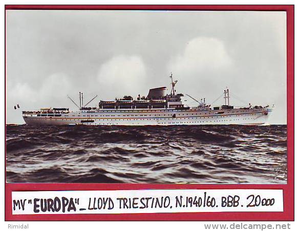 POSTCARD ITALY SHIP STEAMER M.V. EUROPA LLOYD TRIESTINO NOT CIRCULATED 1940 - Steamers