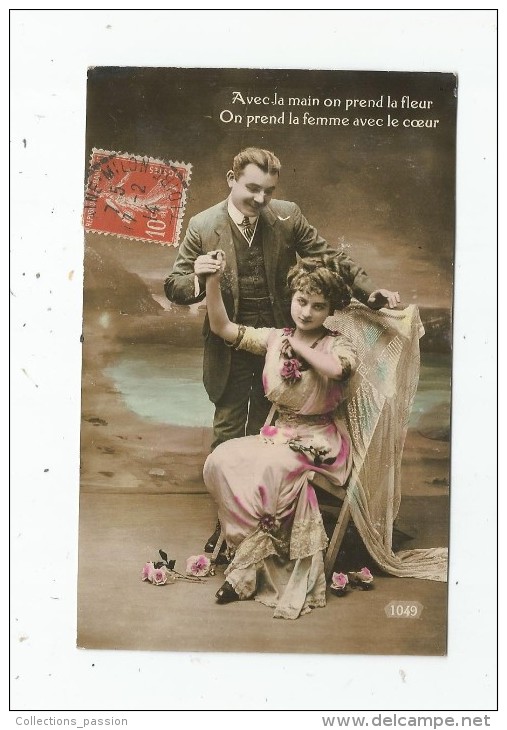 Cp , Couple , On Prend La Femme Par Le Coeur , écrite 1914 - Paare