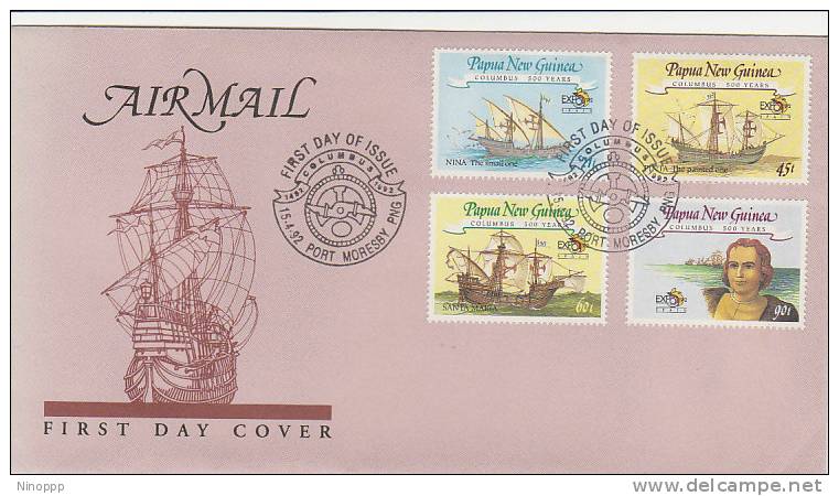 Papua New Guinea -1992 500th Anniversary Discovery Of America  FDC - Papua New Guinea