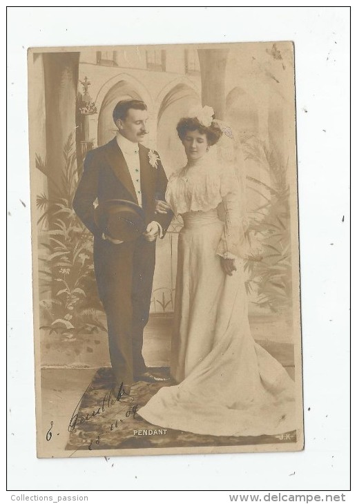 Cp , Couple , Pendant , Mariage , Dos Simple , Voyagée 1904 - Paare