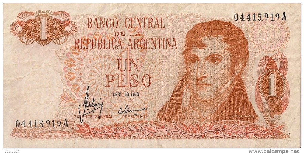 Billets - Argentine - 1 Peso - - Argentina