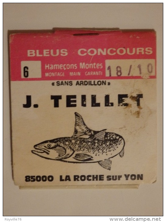 Poche D'hameçons "au Pêcheur Yonnais" J. Teillet 80, Rue De Gaulle 85 La Roche Sur Yon. - Pêche