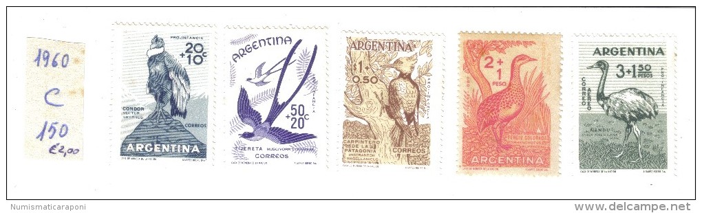 Argentina 1960 Uccelli Nuovi Lievi Ingiallimenti COD.FRA.570 - Ungebraucht