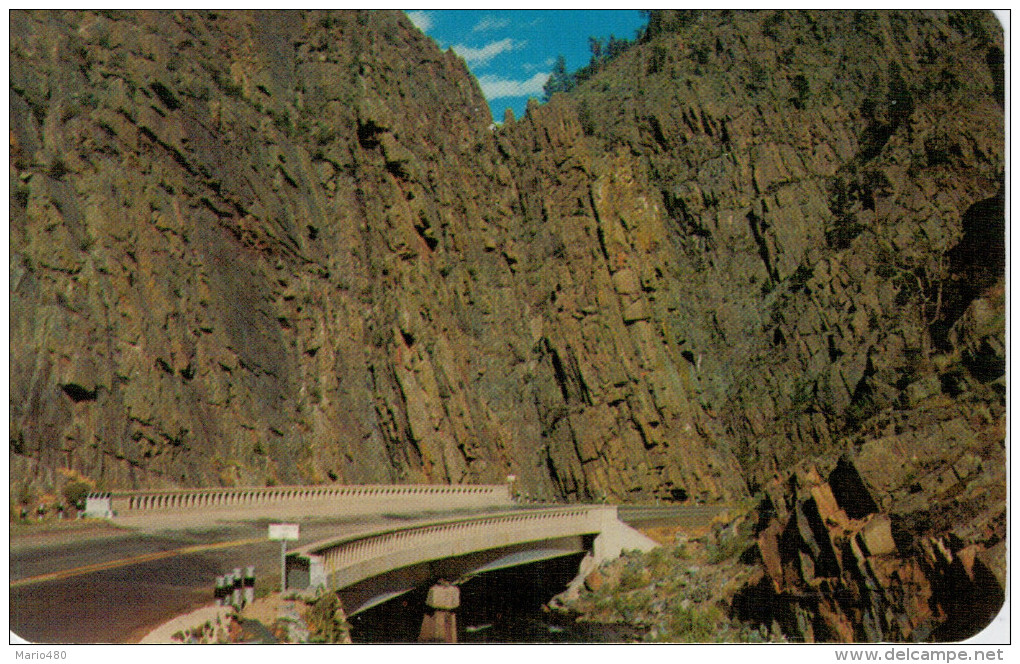 CURVED  BRIDGE  IN THE BIG THOMPSON CANON ON HWY      8,8X13,8   (NUOVA) - Rocky Mountains