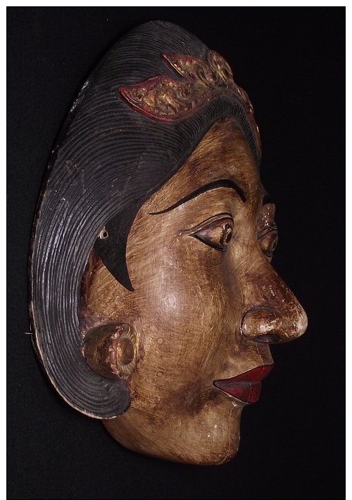 ART ANCIEN INDONESIE MASQUE DE FEMME JAVA BALI - Aziatische Kunst