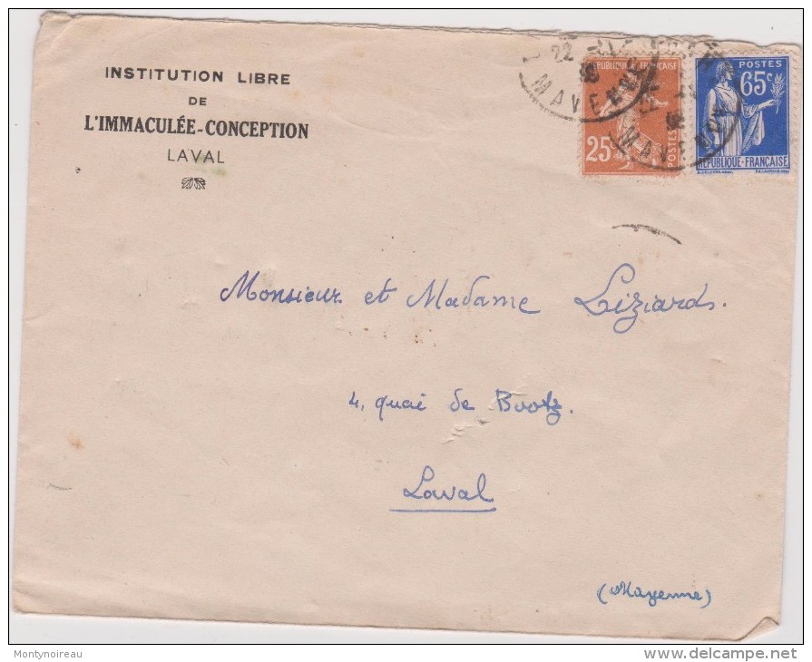 Timbre ,  Genre  Lettre  , Laval , L Immacullée   Conception  Mayenne - Autres & Non Classés