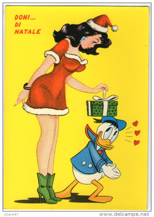 CPM    ILLUSTRATEUR WALT DISNEY     DONALD ET PIN UP EN PERE NOEL           DONI.... DI NATALE - Autres & Non Classés