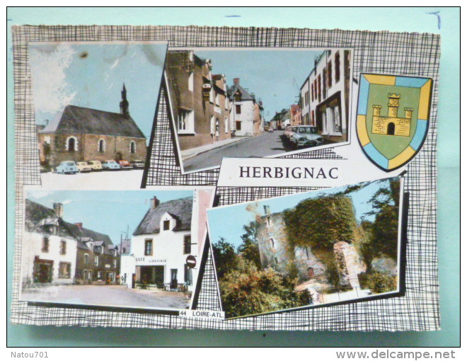 V08-44-loire Atlantigue--herbignac--multivues-4 Vues-eglise-rue-place- Ruimes Chateau - Herbignac