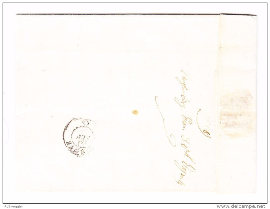 Heimat SZ Reichenburg Langstempel Blau Grün Mit Strubel 10Rp. Auf 2 Seiten Berührt Auf Brief Nach Lachen 30.9.1858 Zwerg - Cartas & Documentos