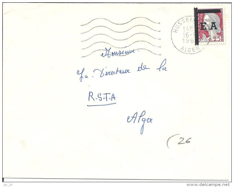 Surcharge E A Sur Lettre De Hussein Dey 16/1?/62 Departement Alger - Lettres & Documents