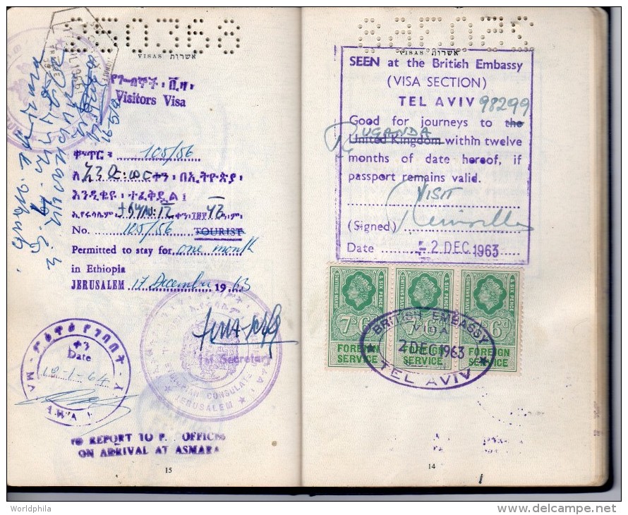 Israel 1963 Early first "El-Al" pilot, much travelled signed Laissez Passer / Passport Judaica History document