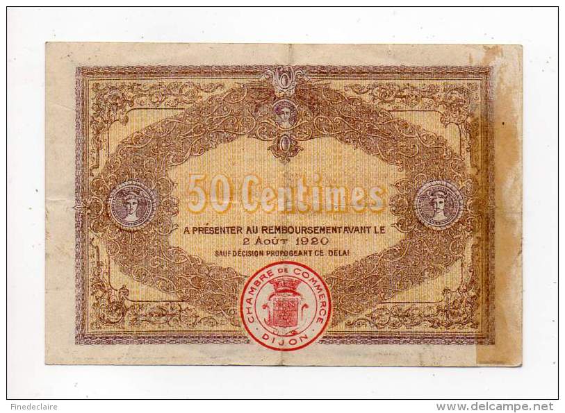 Billet Chambre De Commerce - Dijon - 50 Cts - 2 Août 1915 - Sans Filigrane - Chambre De Commerce