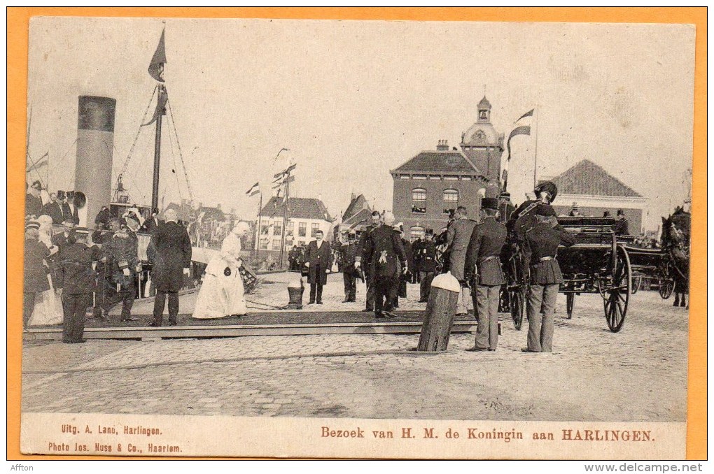 Bezoek Van H.M. De Konigin Aan Harlingen  1905 Postcard - Harlingen