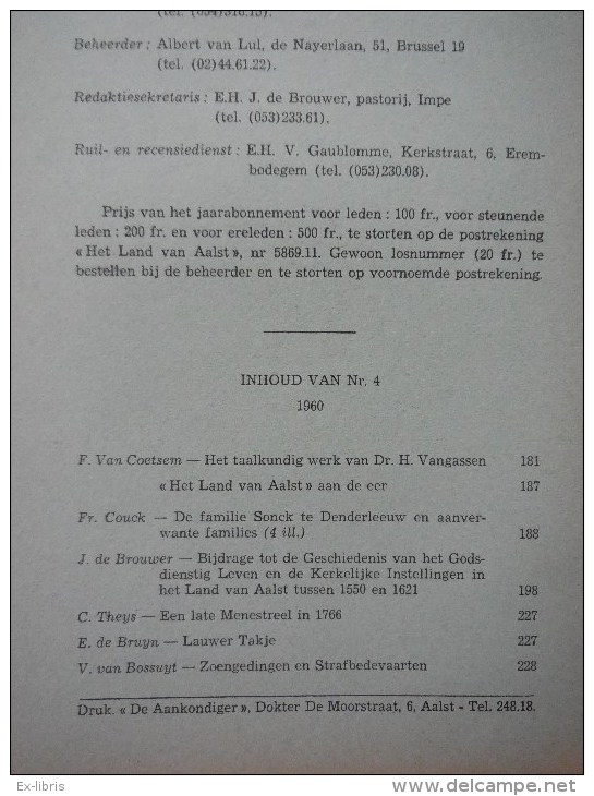 AALST - Het Land Van Aalst, Los Nummer Jaargang XII-1960 (nr.4) - Histoire