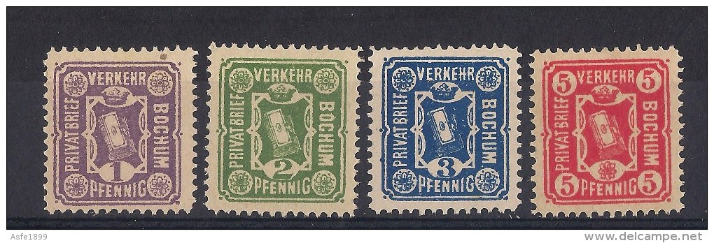 1887 Bochum  Local Post Michel 11 - 14 - Private & Local Mails