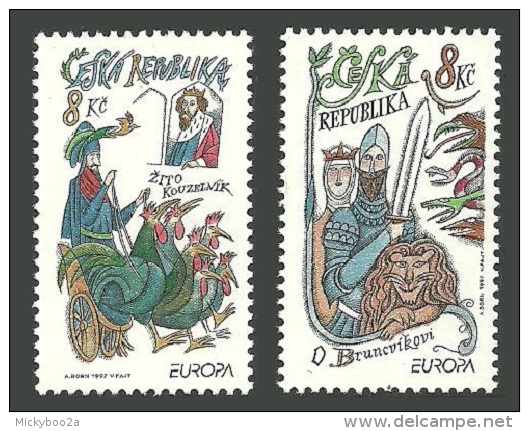 CZECH REPUBLIC 1997 EUROPA TALES & LEGENDS MILITARY LION MAGIC BIRDS SET MNH - Unused Stamps