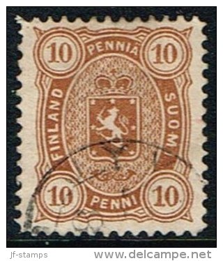 1875-1882. Coat Of Arms. Perf. L 12½. 10 PENNI Brown. (Michel: 15 Byb) - JF157318 - Ungebraucht