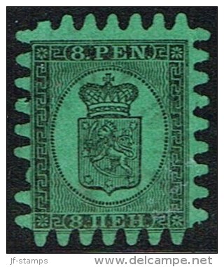 1866-1874. Coat Of Arms. Penni & Mark. Roulette III (long Tongue). 8 PEN Black On Green... (Michel: 6 Cx) - JF157347 - Ongebruikt