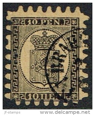 1866-1874. Coat Of Arms. Penni & Mark. Roulette III (long Tongue). 10 PEN. Black On Buf... (Michel: 7 Cx) - JF157078 - Neufs