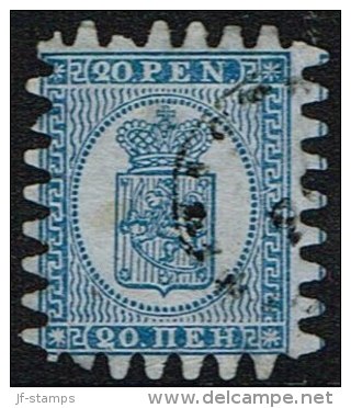 1866-1874. Coat Of Arms. Penni & Mark. Roulette III (long Tongue). 20 PEN. Blue On Blue... (Michel: 8 Cx) - JF157169 - Neufs