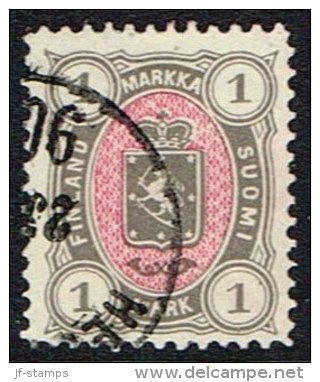 1889. Coat Of Arms. "Three-numbered". Perf. 12½. 1 Mk. Grey/red. (Michel: 32Ab) - JF157284 - Neufs