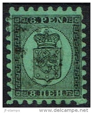 1866-1874. Coat Of Arms. Penni & Mark. Roulette I (Wave Shaped). 8 PEN. Black On Green ... (Michel: 6 Ax) - JF157199 - Neufs