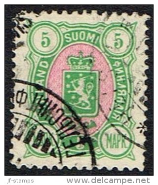 1889. Coat Of Arms. "Three-numbered". Perf. 12½. 5 Mk. Green/red. (Michel: 33) - JF157230 - Neufs