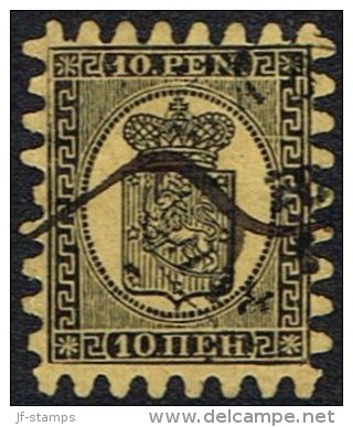 1866-1874. Coat Of Arms. Penni & Mark. Roulette II (short Tongue). 10 PEN. Black On Buf... (Michel: 7 By) - JF157204 - Neufs